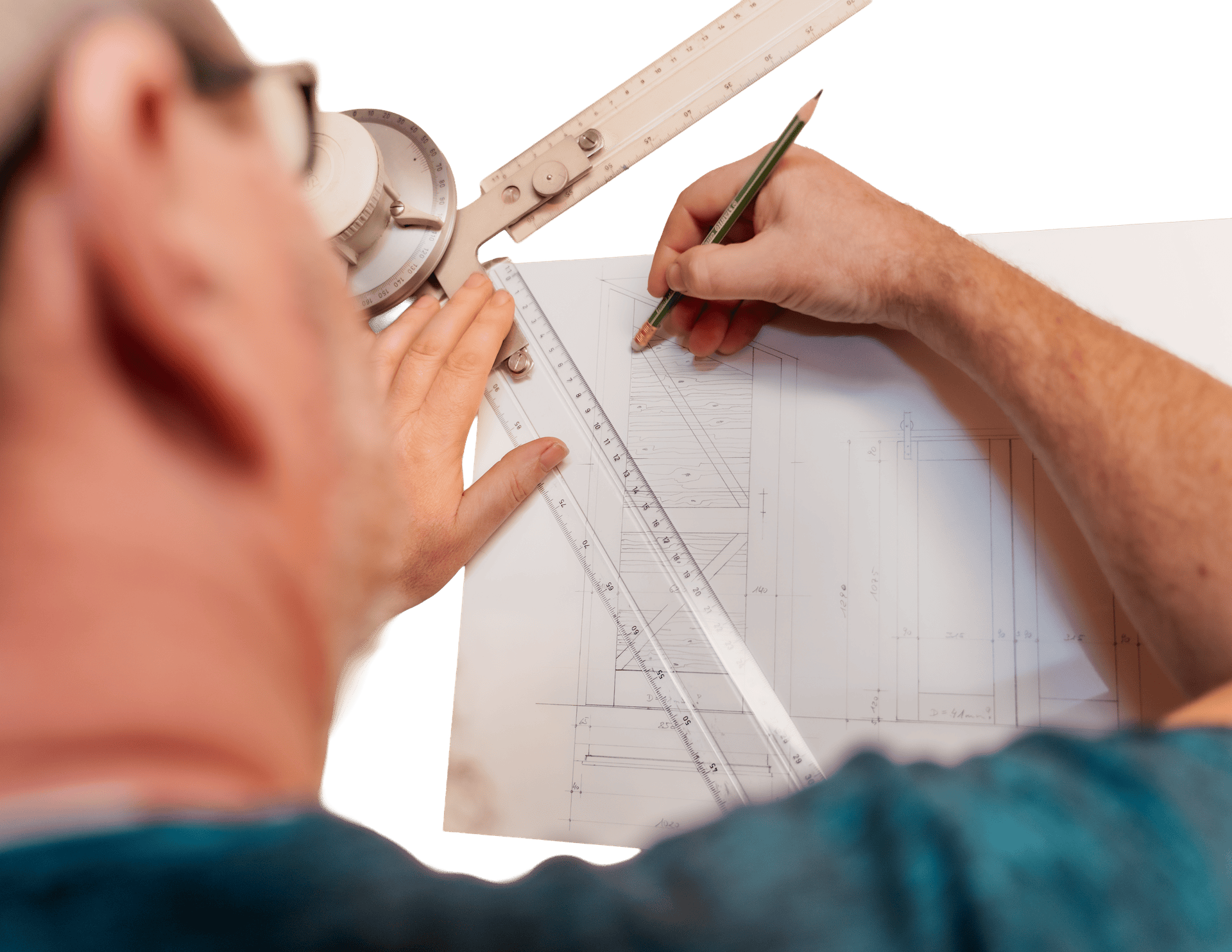 Josef Zöchbauer beim skizzieren eines Plans